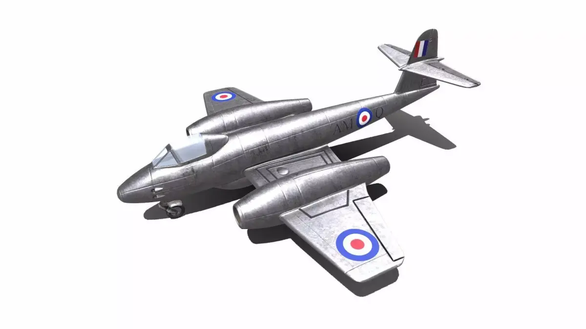Gloster Meteor British Fighter Jet Low-poly 3D model