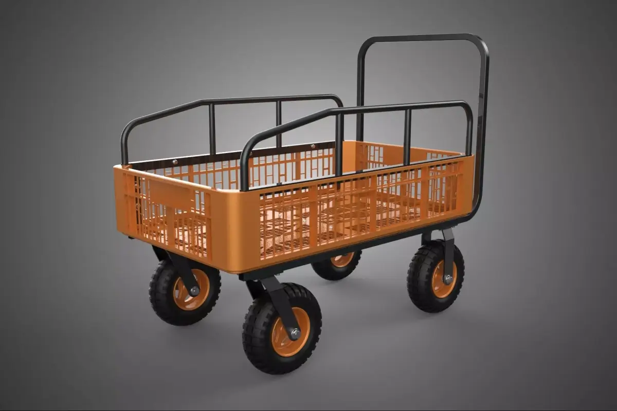 CARGO CART WAGON WAREHOUSE GARDEN CRATE RACK TROLLEY WHEELBARROW 3D model