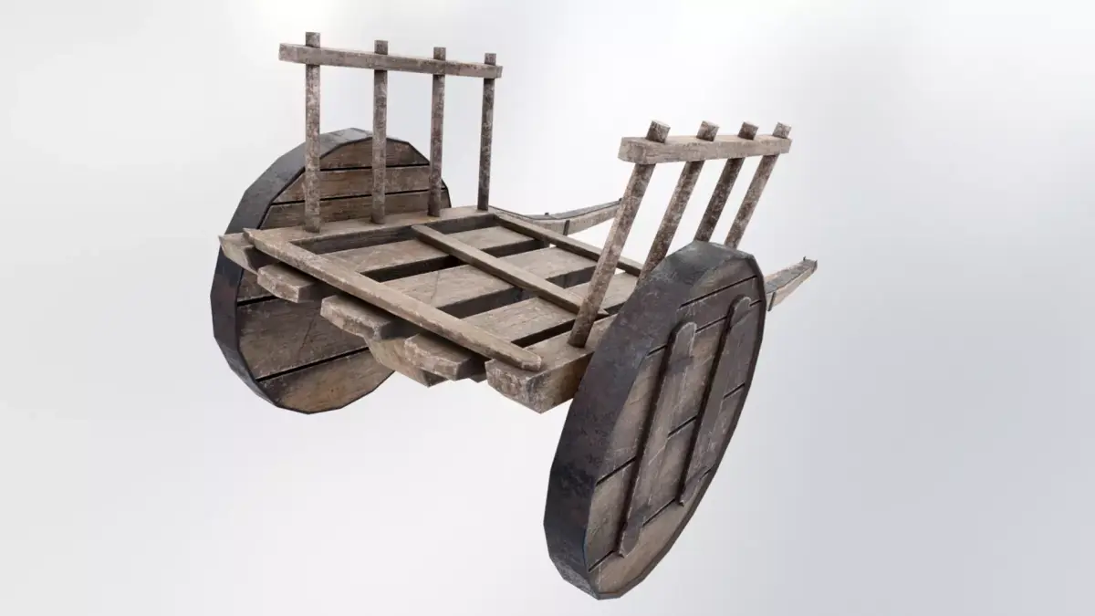 Wagon Wooden Cart Low-poly 3D model purchase