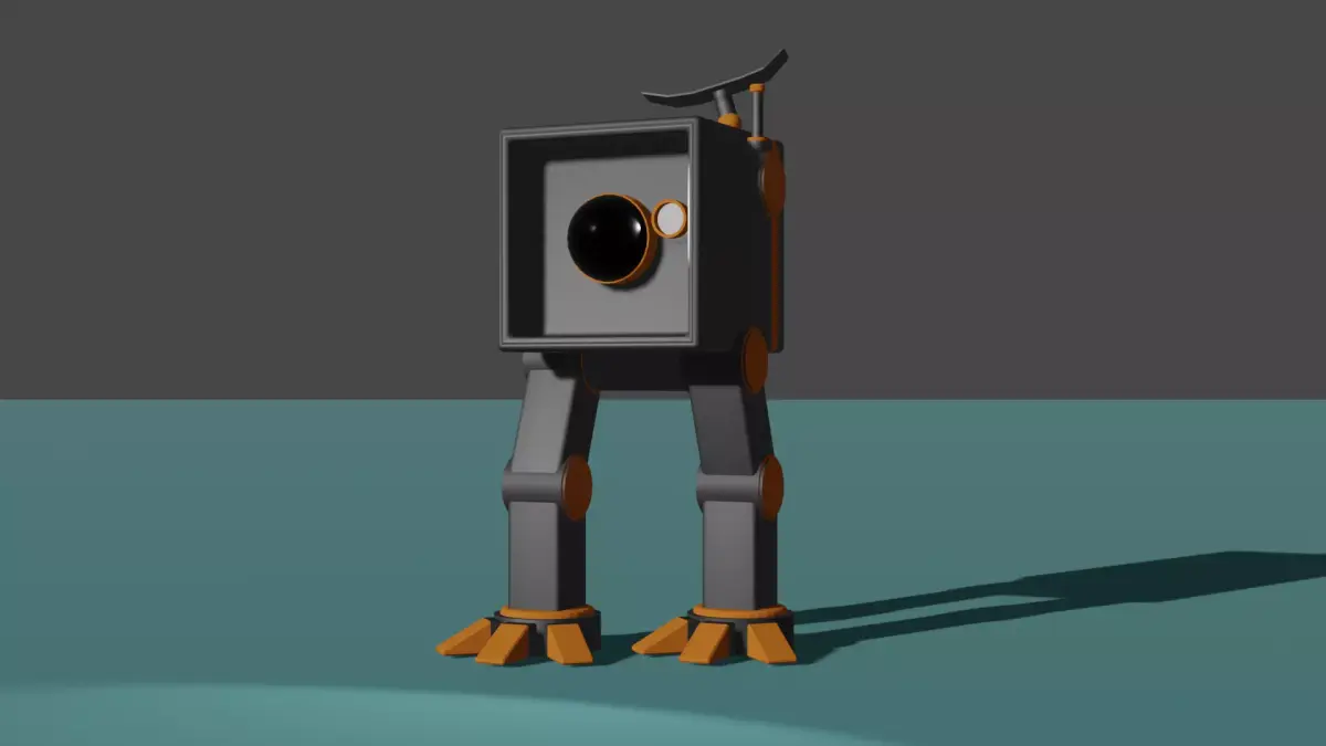 Robot with camera and legs Low-poly 3D model