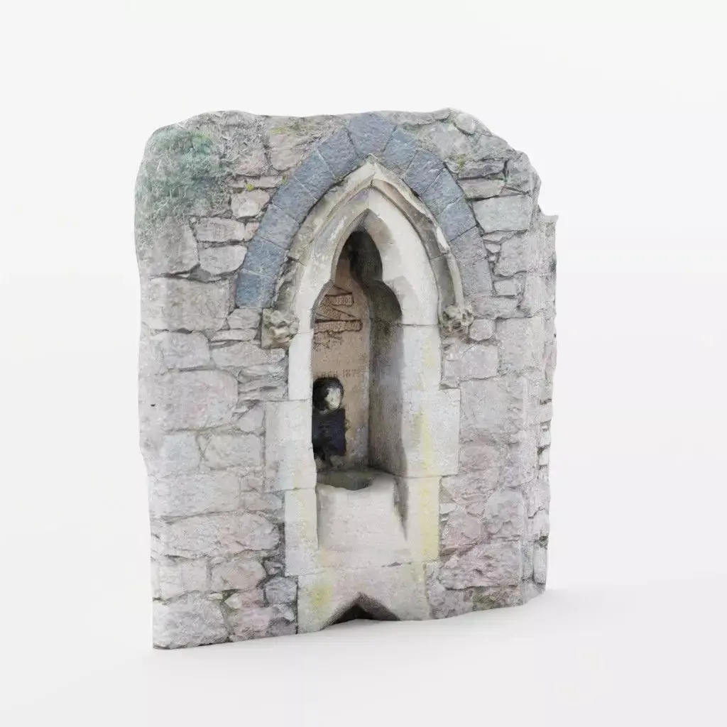 Stone Font Gothic Fountain Photo-Scan Low-poly 3D model