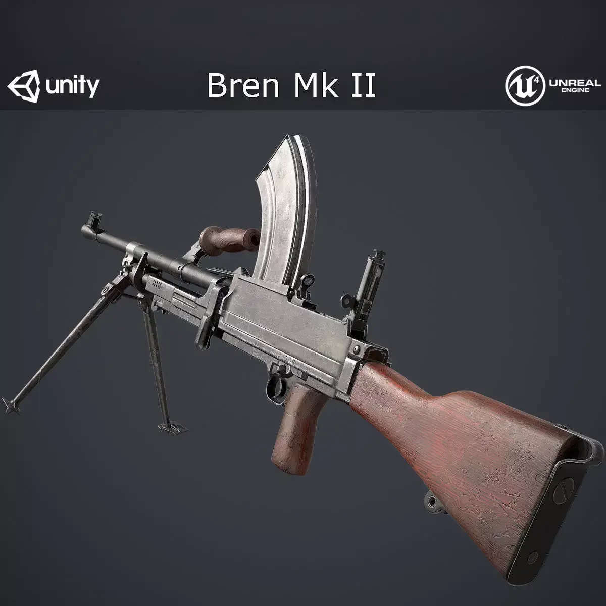 Bren Mk II LMG Low-poly 3D model