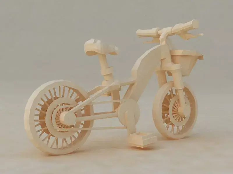 Cartoon Messenger bike Origami Toy bike low 3D model