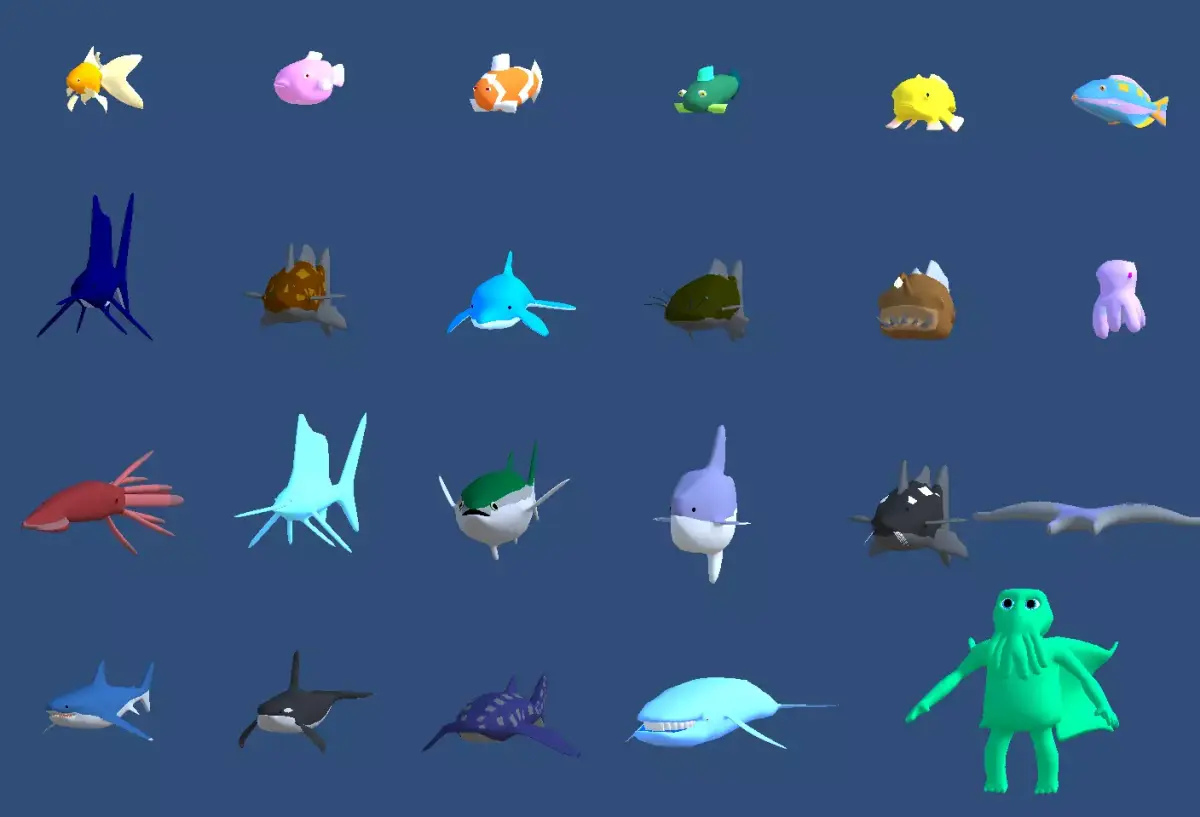 23 Low Poly Fish pack with icons Low-poly 3D model