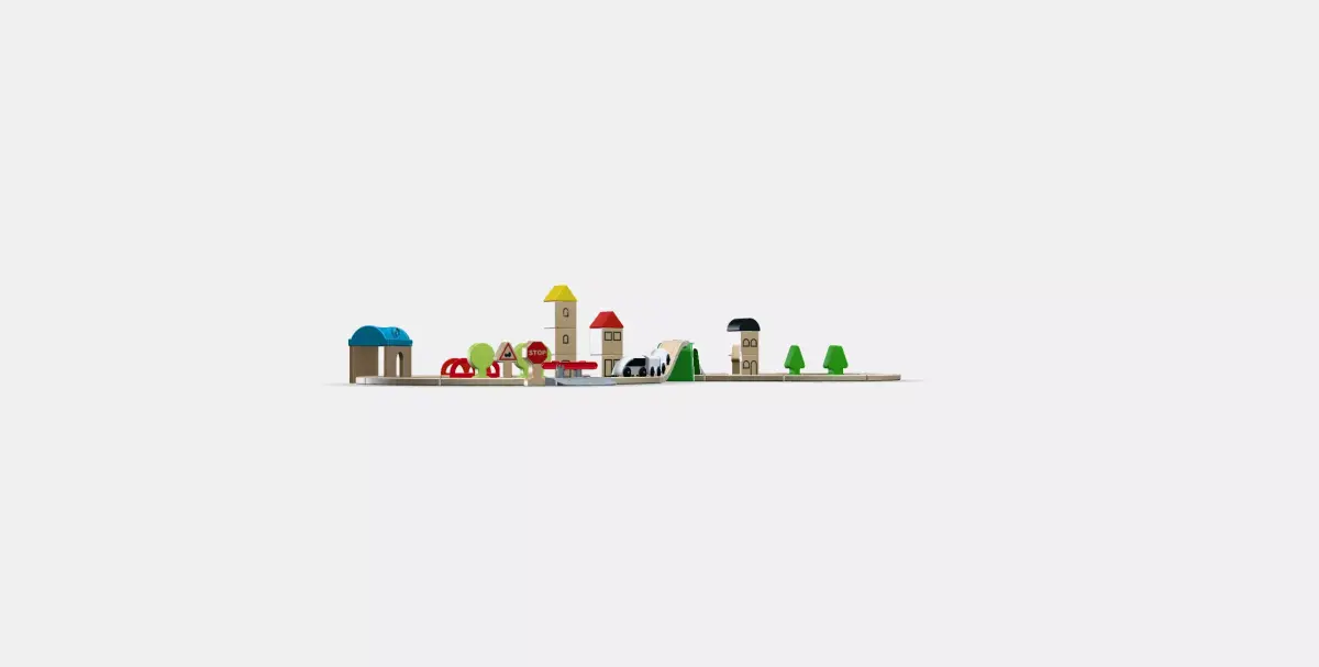 LILLABO 45-piece train set with rail Low-poly 3D model