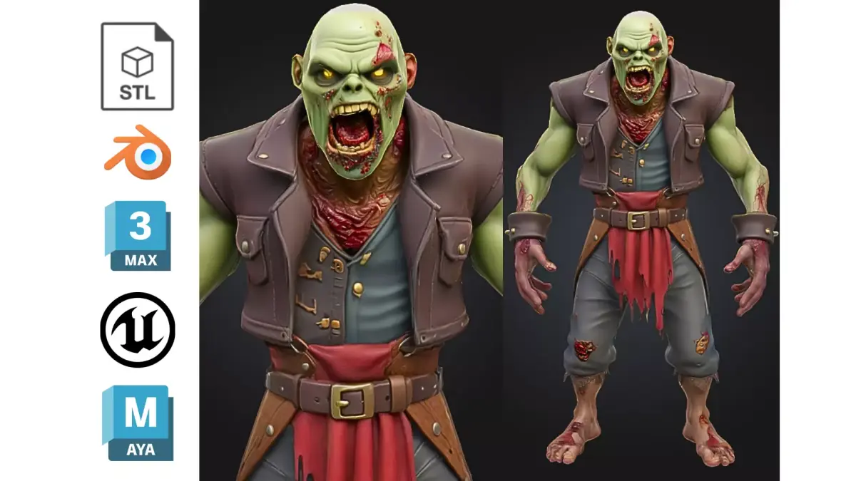 Fantasy Zombie Warrior Low-poly 3D model