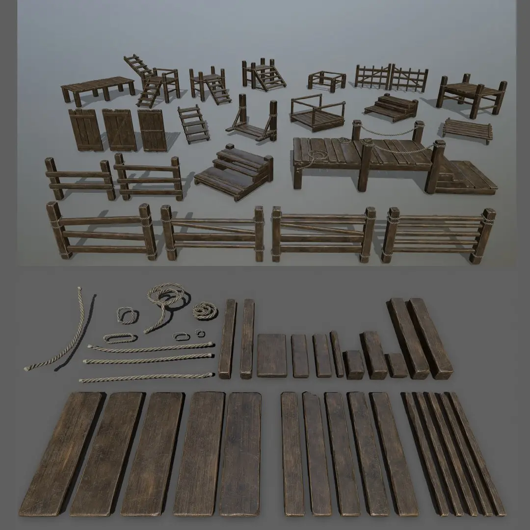 woods and ropes 3D model