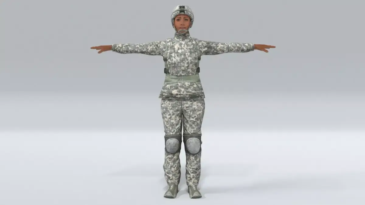 laos Black Female Soldier Low-poly 3D model