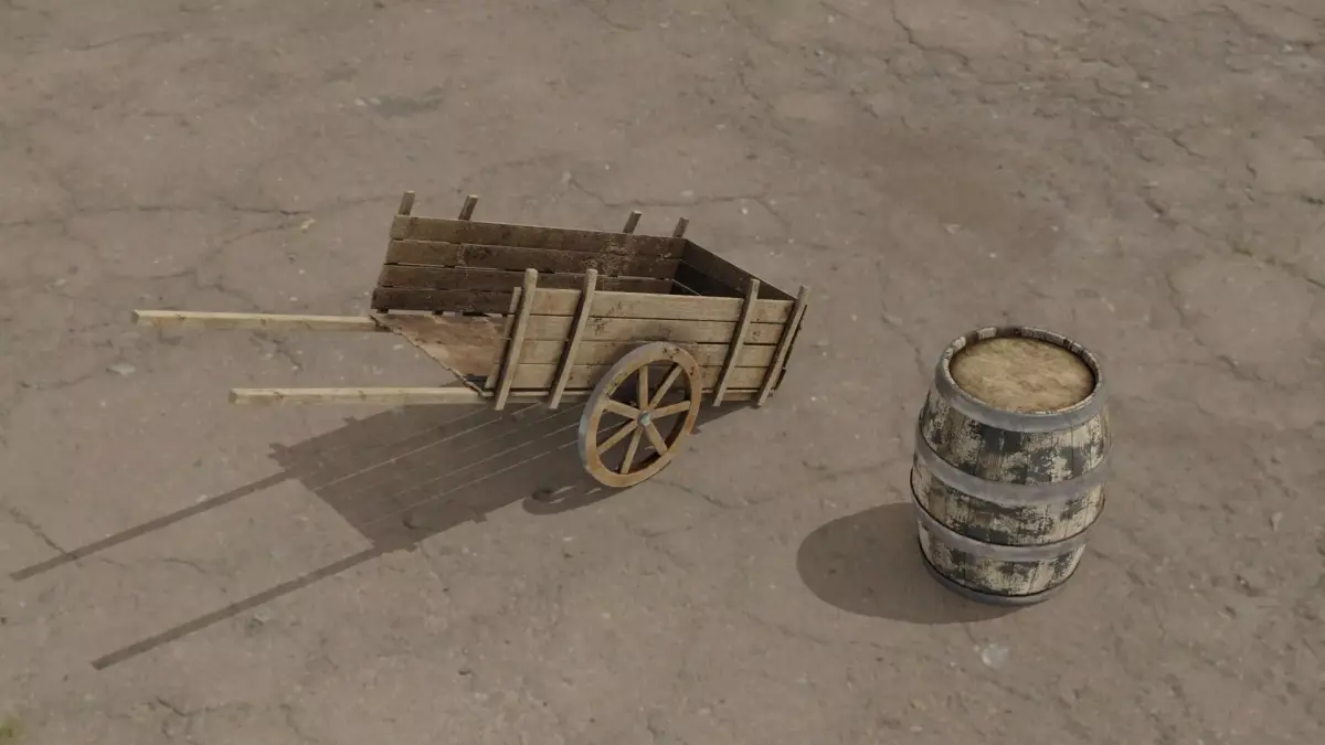 Barrel and Medieval cart 3D models 3D Model Pack purchase