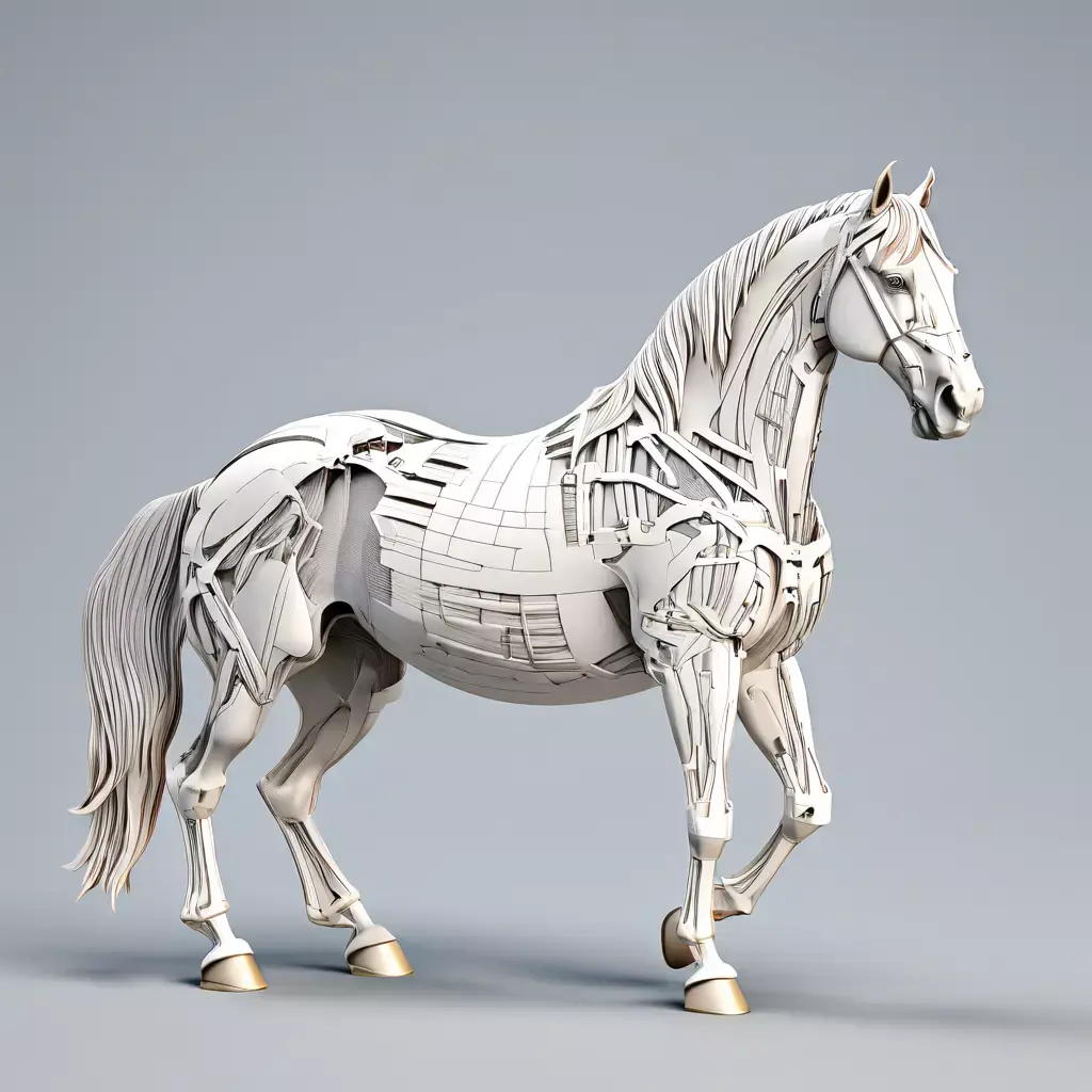 Robotic Horse SciFi Mechanical Stallion Low-poly 3D model