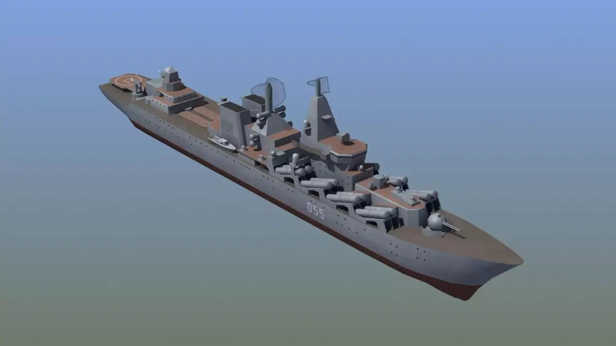 Slava Class Cruiser Low-poly 3D model