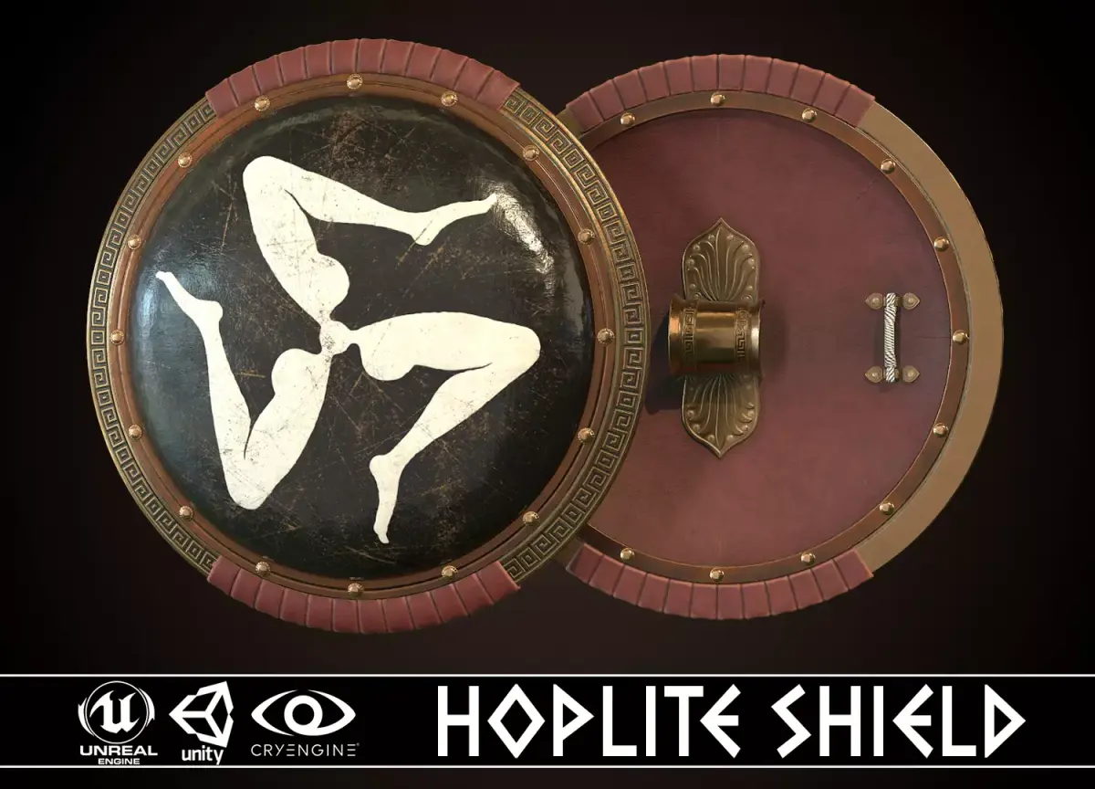 Hoplite Shield Triskelion 2 Low-poly 3D model