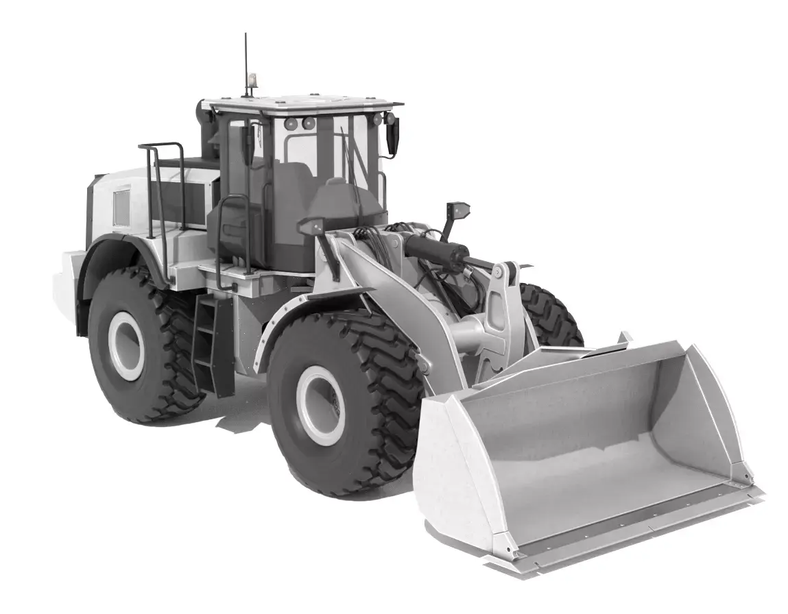 Wheel Loader White Low-poly 3D model