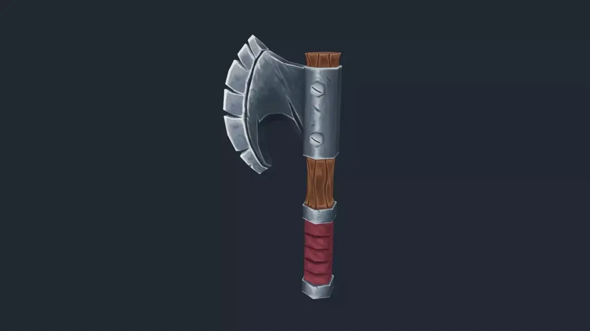 Handpainted Fantasy Medival Simple Steel Axe Free low-poly 3D model