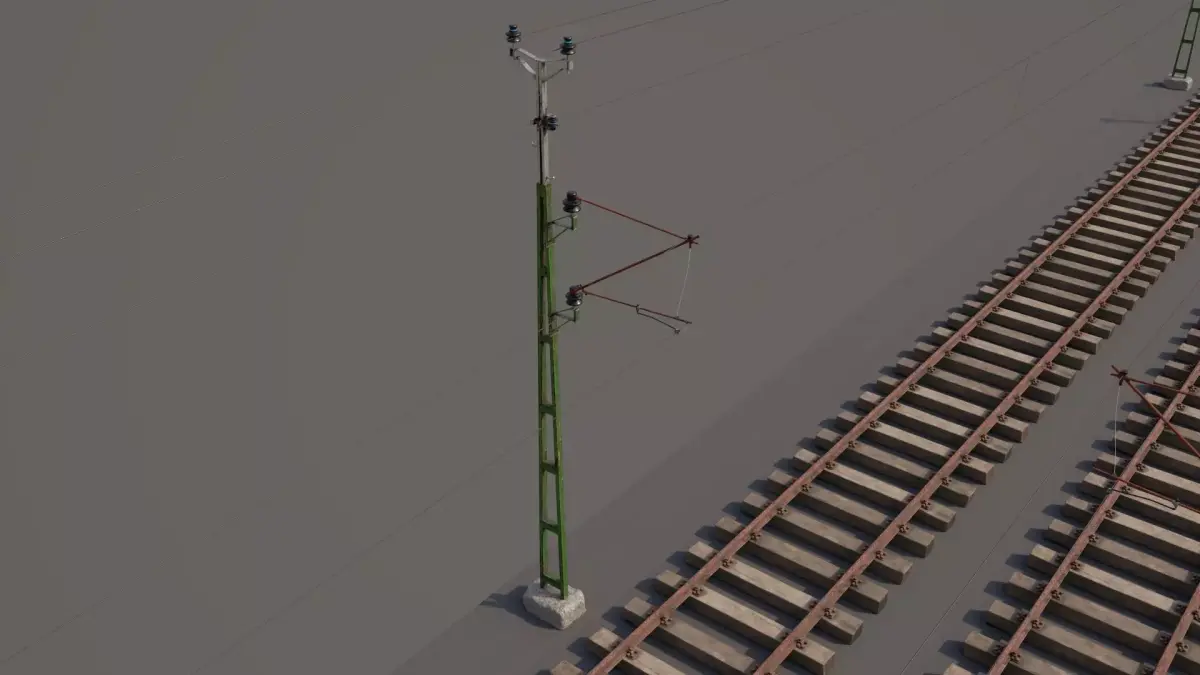 railway and overhead lines 3D model
