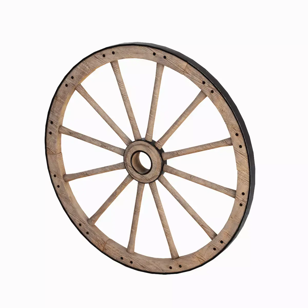Vintage Wood Wheel 03 Low-poly 3D model