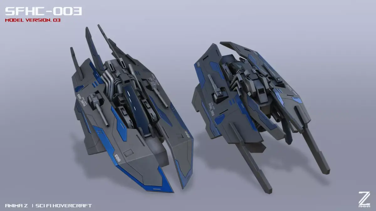 Scifi Hovercraft Low-poly 3D model