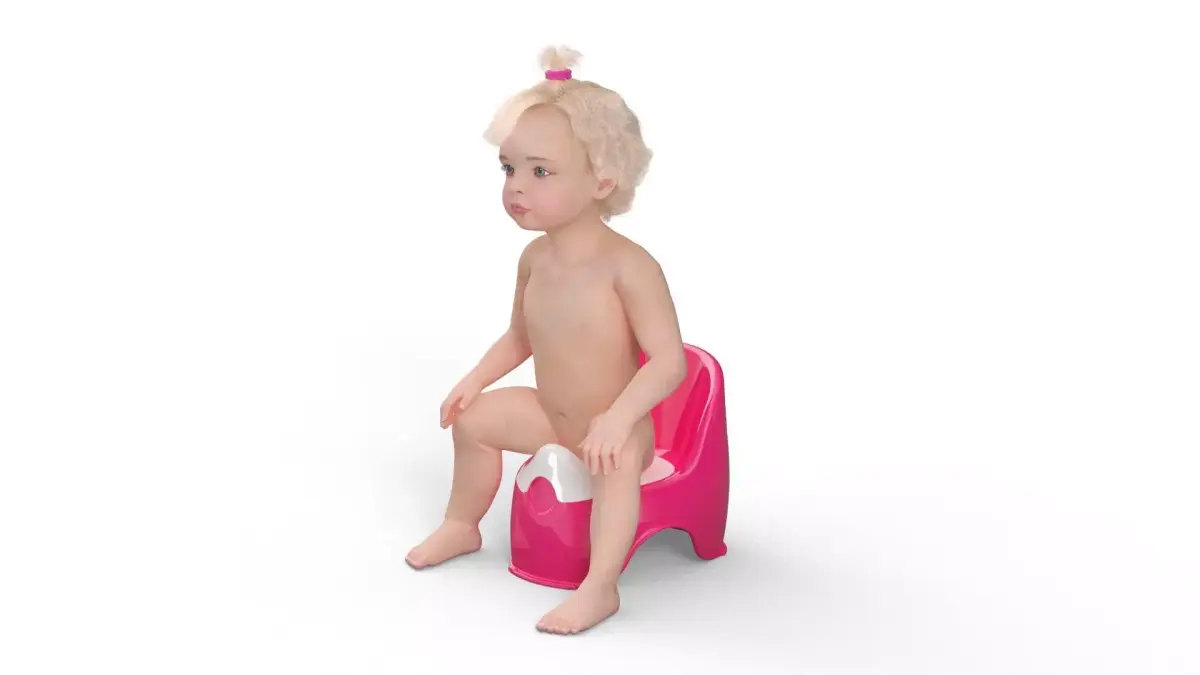 Little Girl on Potty Fur 3D model