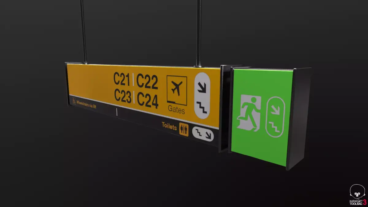 Airport Sign Board 003 Low-poly 3D model