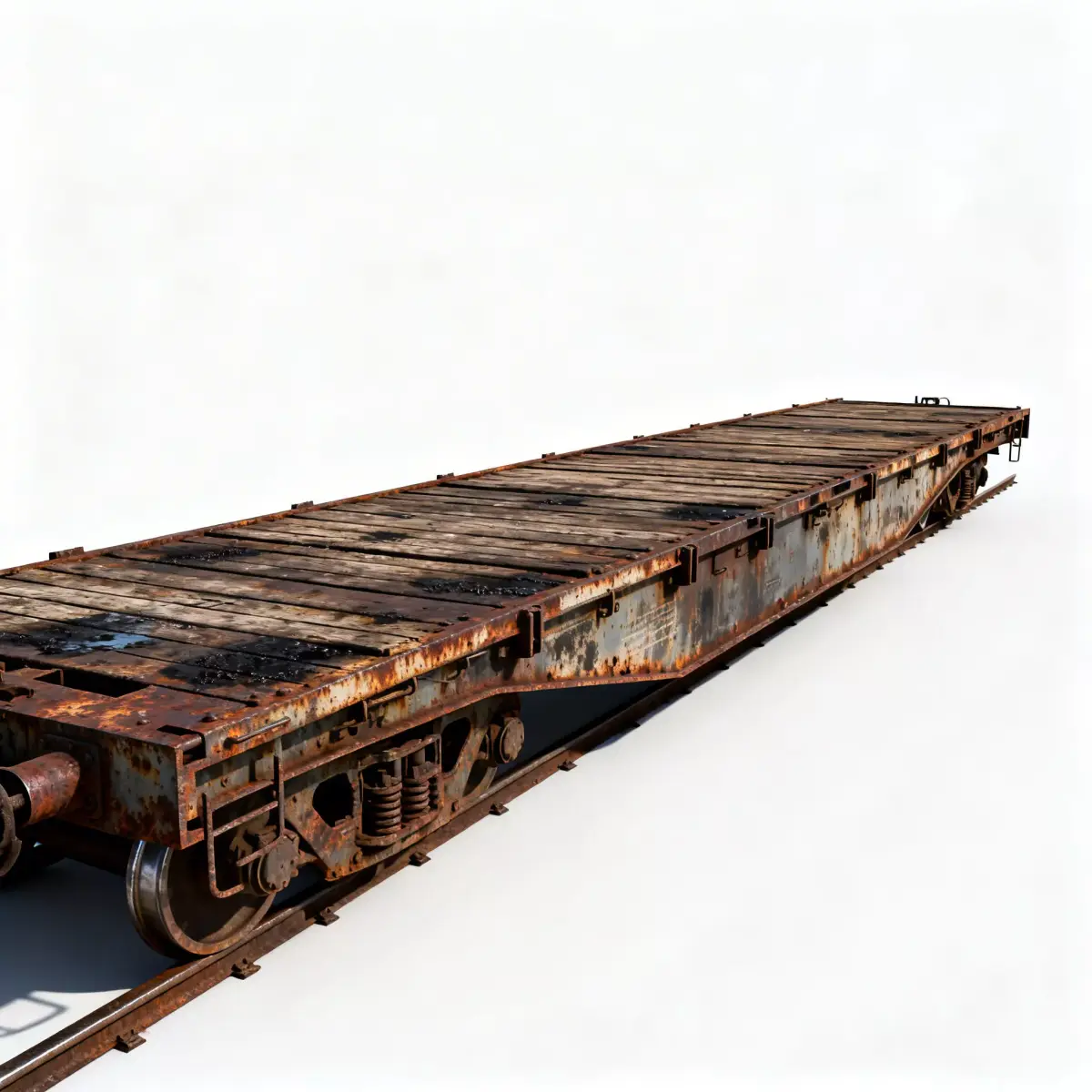 Realistic Heavy-Duty Flatcar 3D Model Low-poly 3D model
