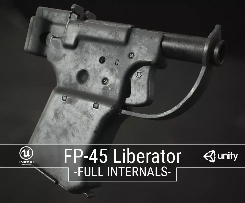 PBR American FP-45 Liberator Pistol Low-poly 3D model