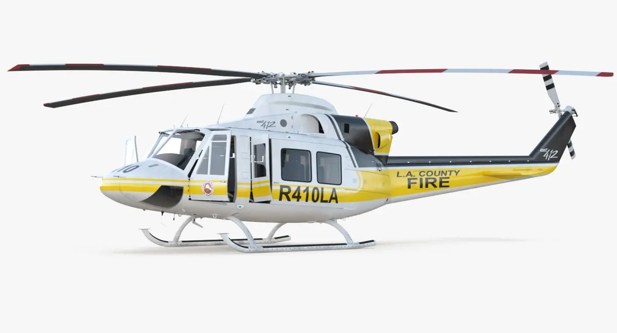 Bell 412 Fire Department Helicopter Rigged 3D model