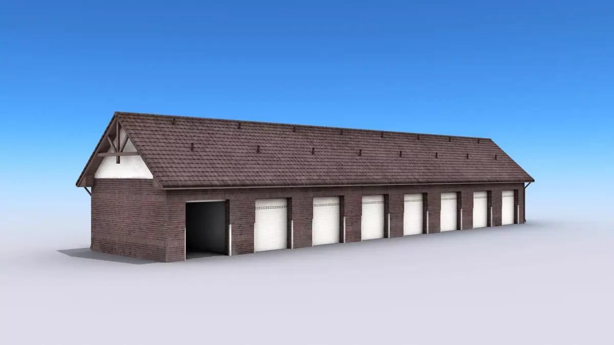 Big Garage Warehouse Low-poly 3D model