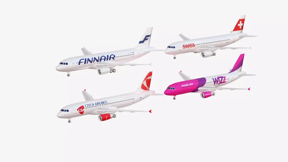 Bunde 4x Airbus A320 3D model