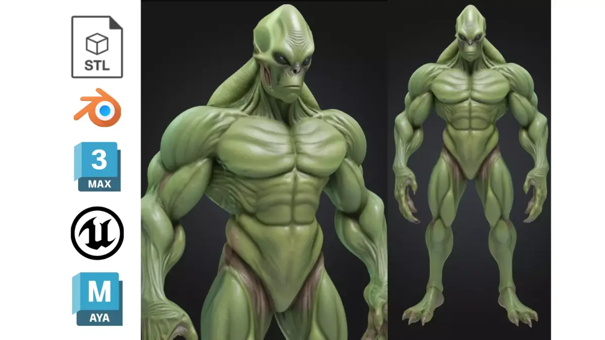 Alien Creature Organic Humanoid Monster for Sci-Fi Low-poly 3D model