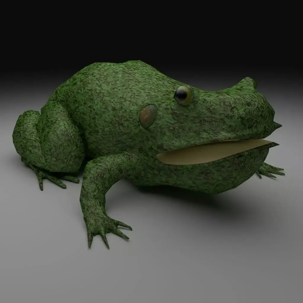 Rough Green frog - Cartoon Style Free low-poly 3D model