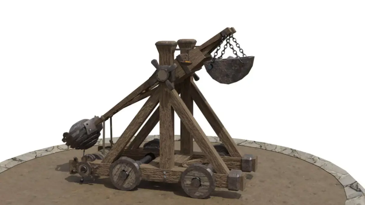 Detailed Catapult Model made in Blender - Rigged and Animated  3D model