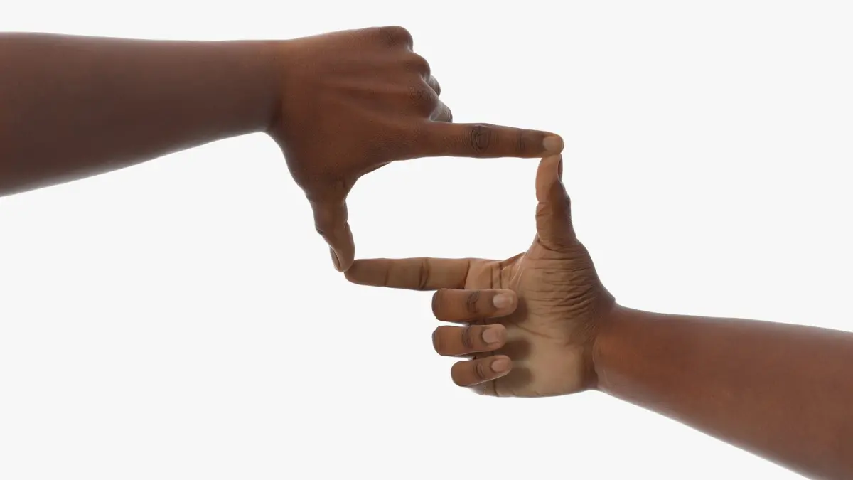 Black Male Hand Pair in Framing Gesture 3D model