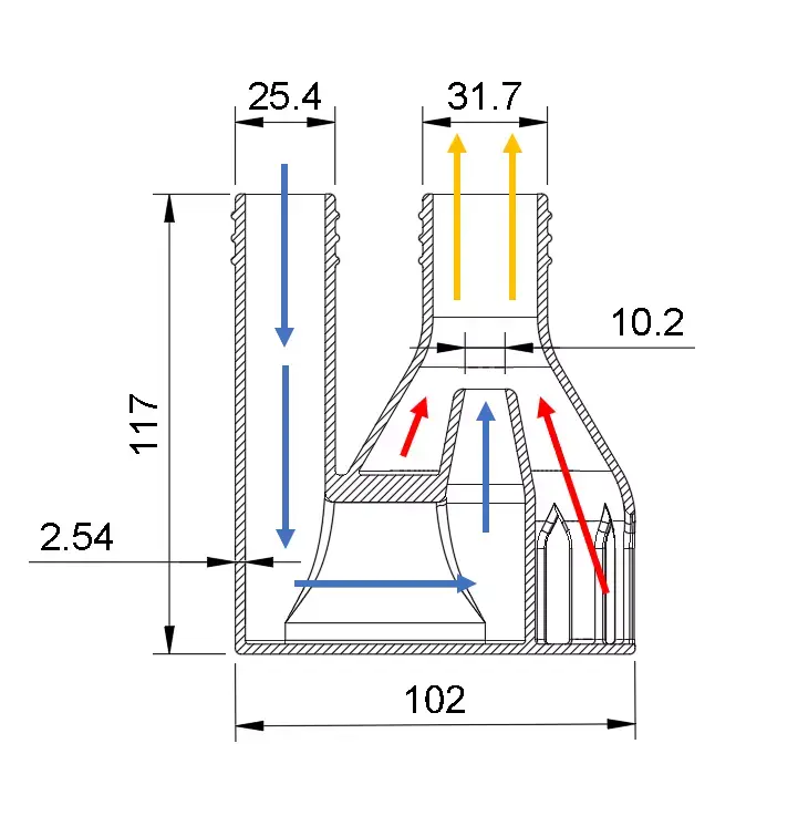 180 degree angled Water Suction Jet Pump Ejector vacuum 3D print model