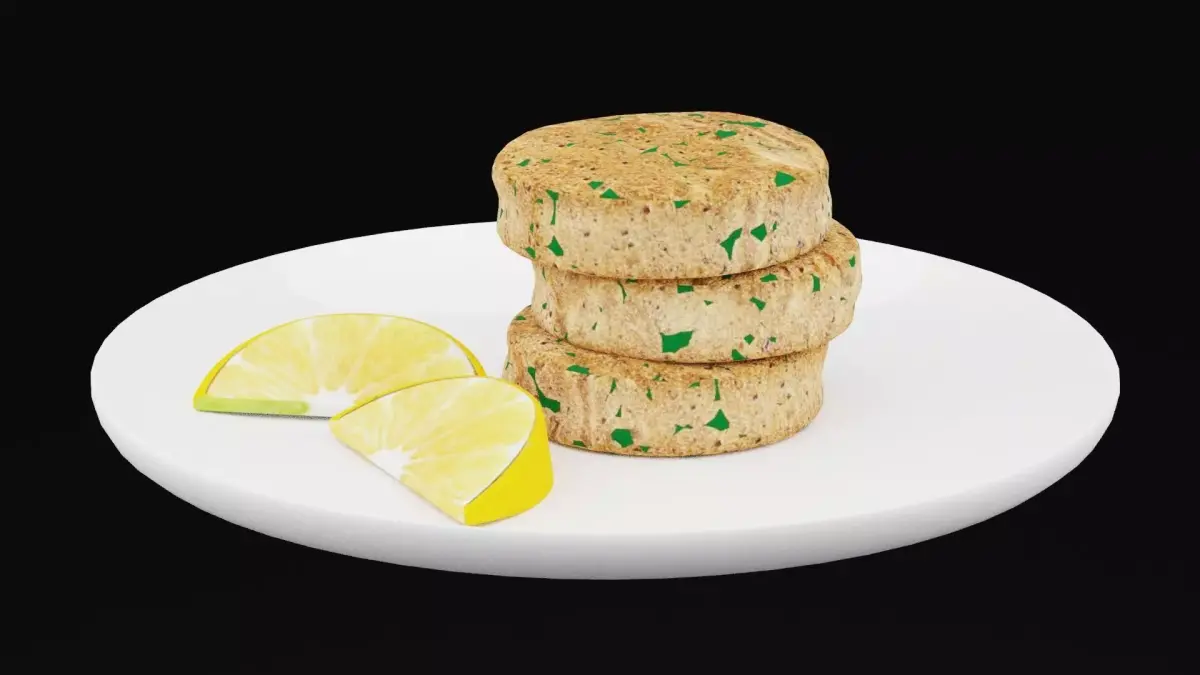 Crab Cakes Plate Low-poly 3D model