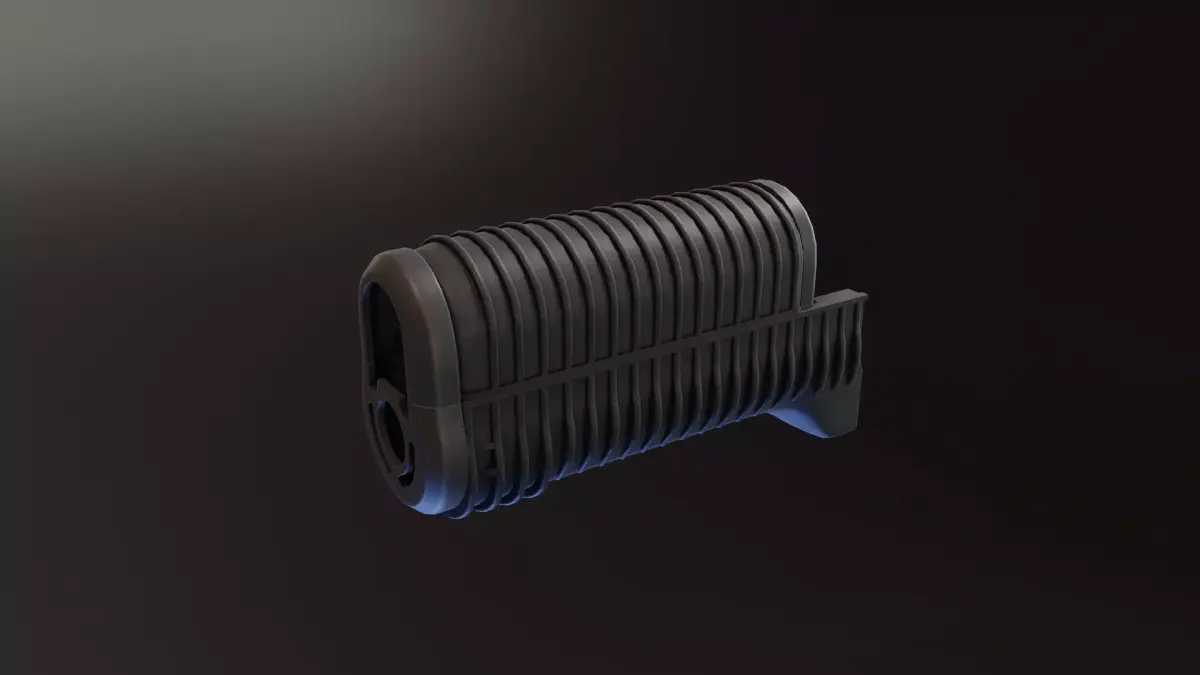 AKS 74U Ribbed Polymer Handguard Low-poly 3D model