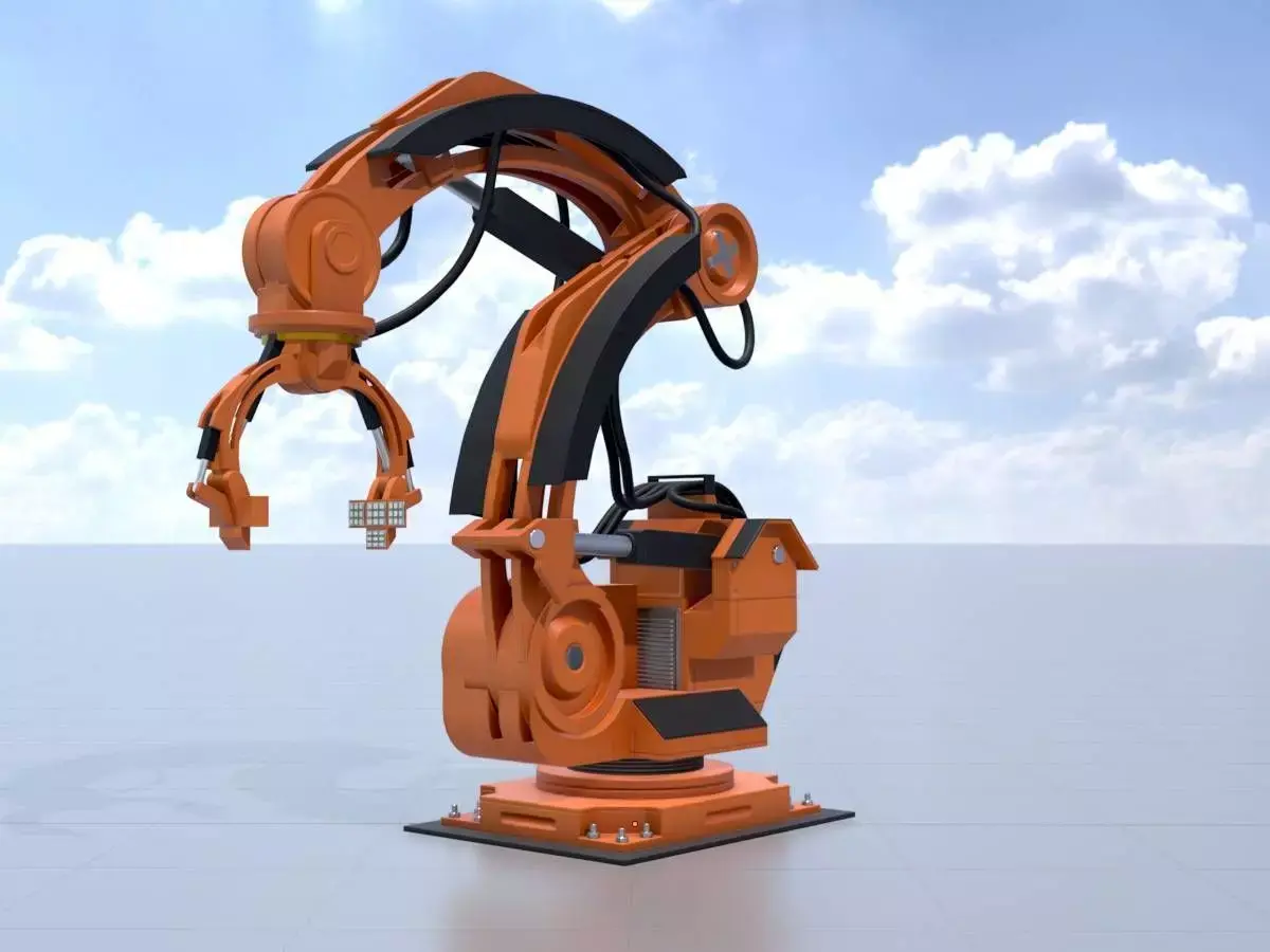 Robot arm Type-1 orange Low-poly 3D model
