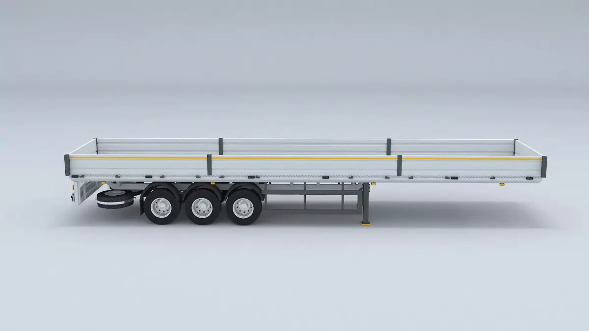 Flatbed Trailer For Semi Truck Low-poly model -3D Printer Models 3D model