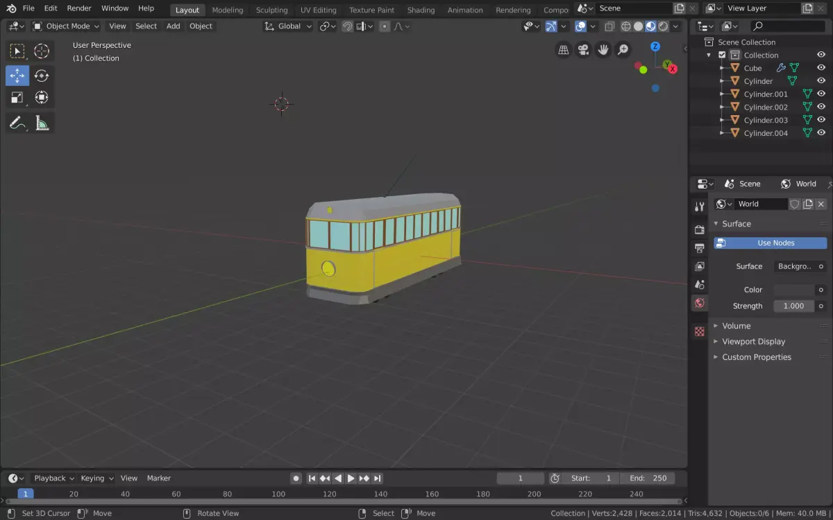 Tram low poly Free 3D model