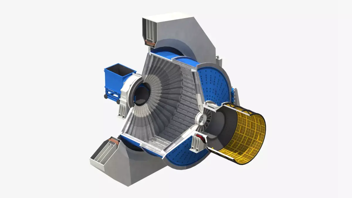 Ball Mill - SAG - Low Poly  Low-poly 3D model