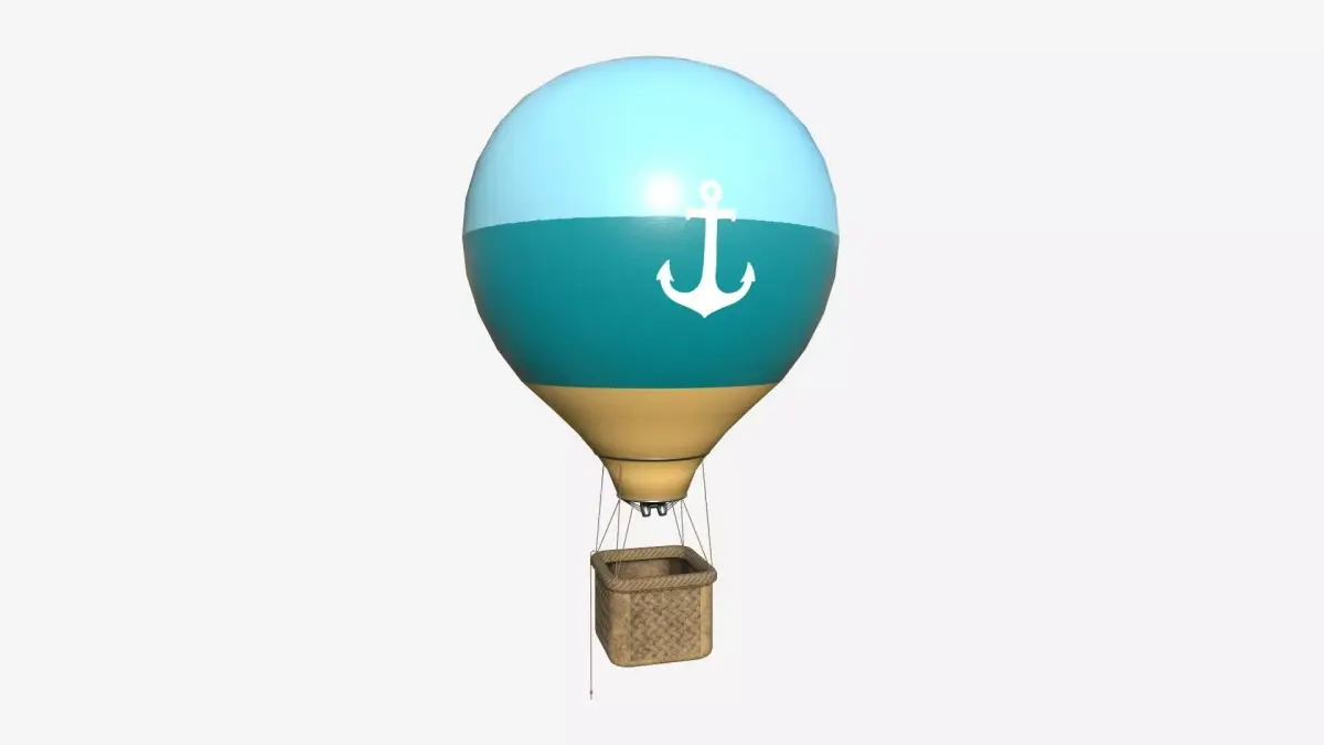 Balloon Hot Air 04 Light Blue - Aircraft Cartoon Low-poly 3D model