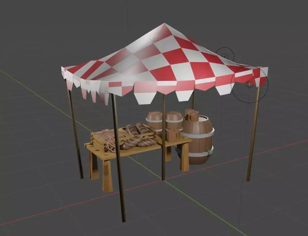 Market Stall Beer Bread and Pretzels Free low-poly 3D model