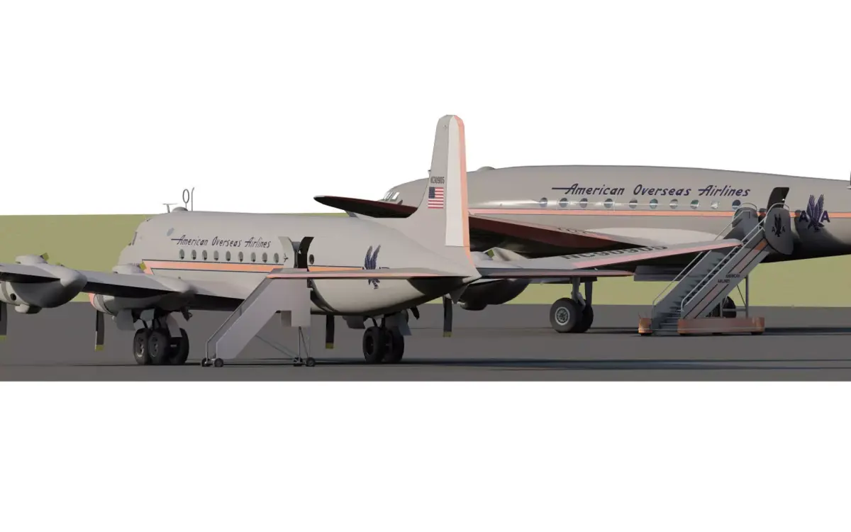 AMERICAN OVERSEAS AIRLINES CONSTELLATION L-049 and DOUGLAS DC-4 3D model