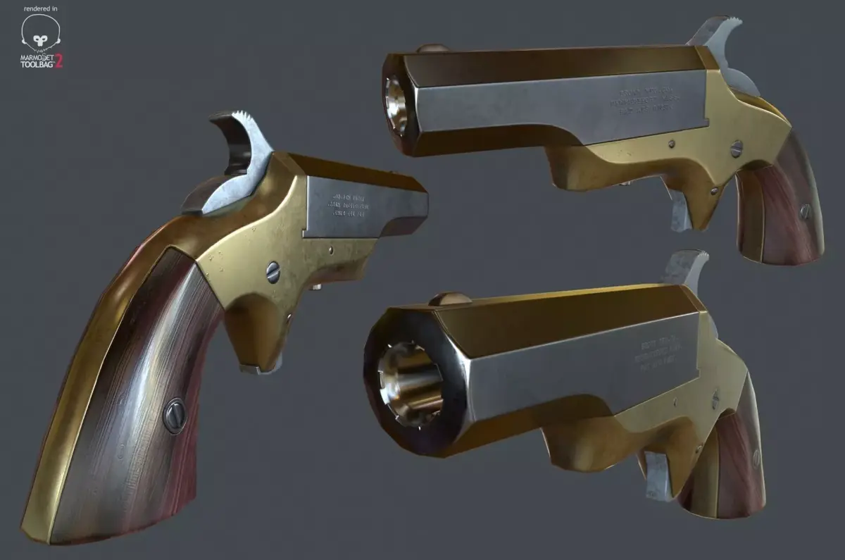 brown southerner derringer Low-poly 3D model