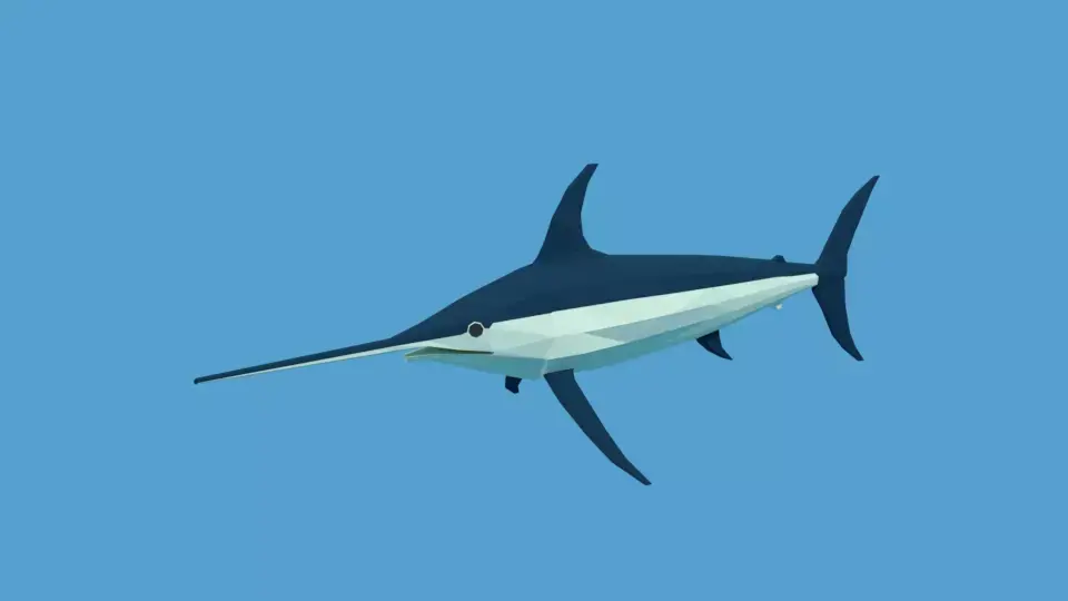 Low Poly Cartoon Swordfish Low-poly 3D model