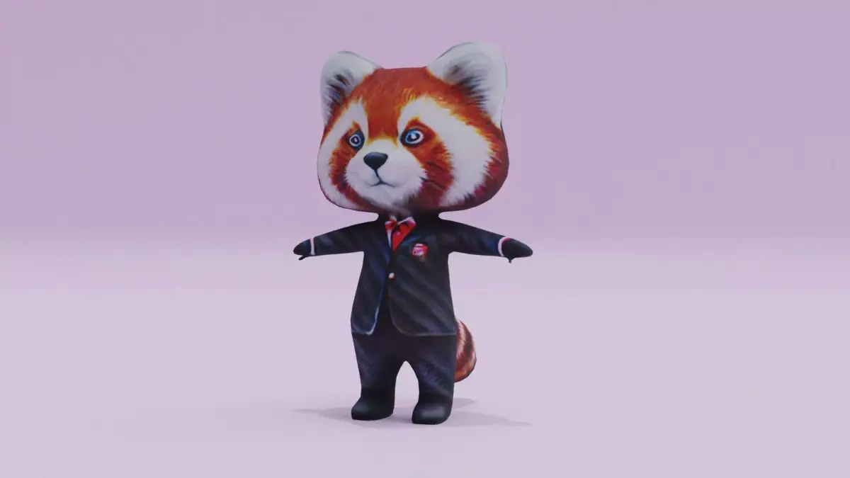 Red Panda Suit Charatcer T-Pose Low-poly 3D model
