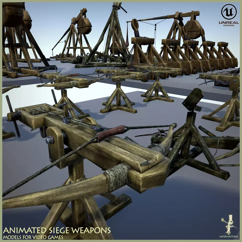 Animated Siege Weapons Low-poly 3D model