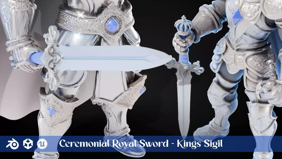 Stylized Sword - Ceremonial Royal Kings Sigil - Game Ready 3D model