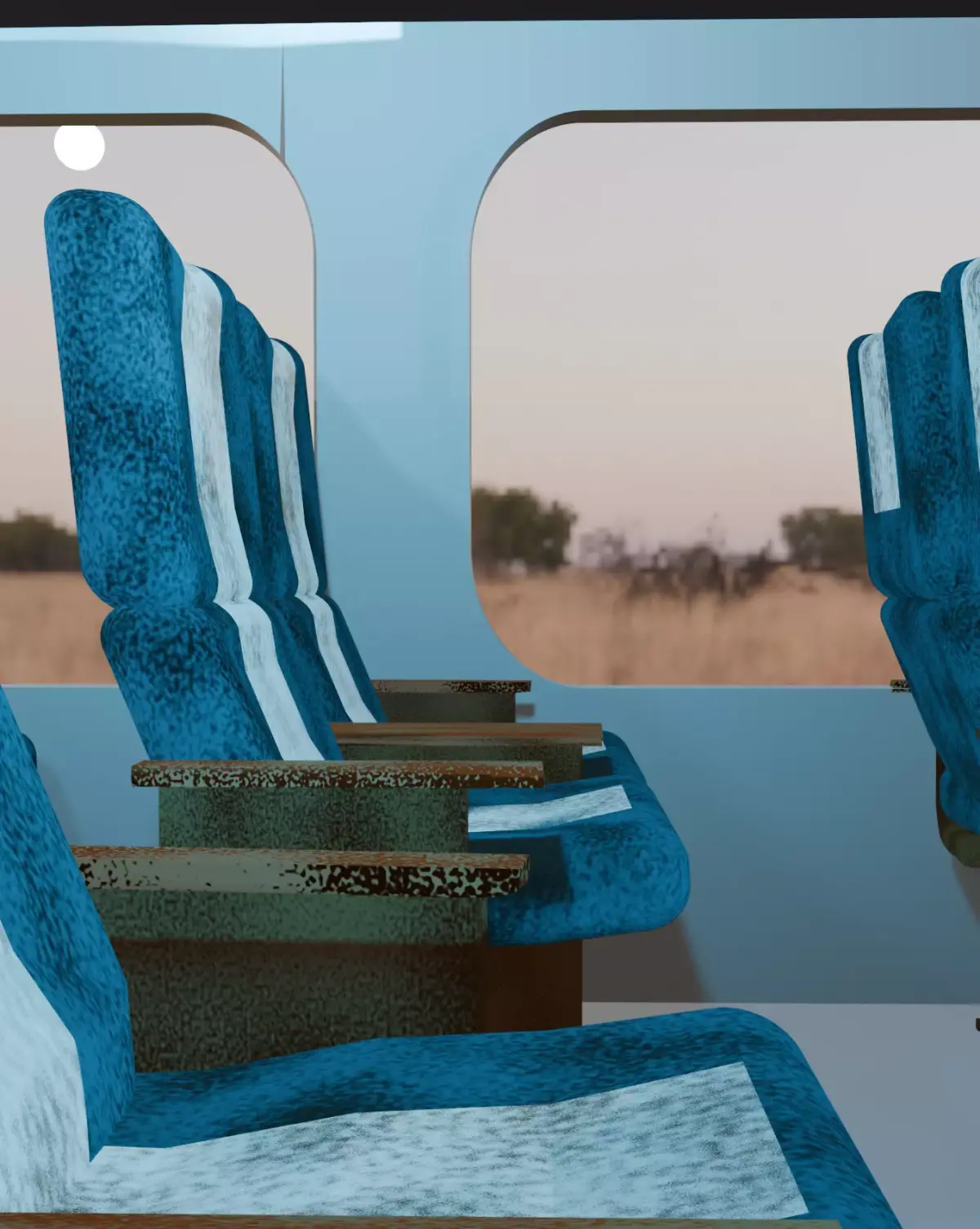 Train Interior Passenger Seats 3D Model Low-poly 3D model