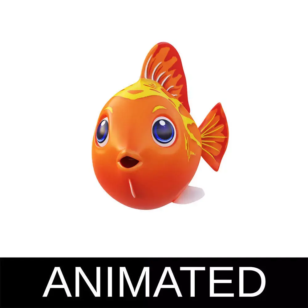 Red Lyretail Molly Fish Cartoon Animated Low-poly 3D model