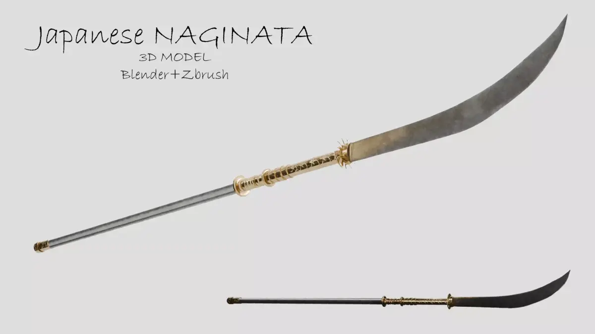 Japanese Realistic Naginata 3D Model Low-poly 3D model
